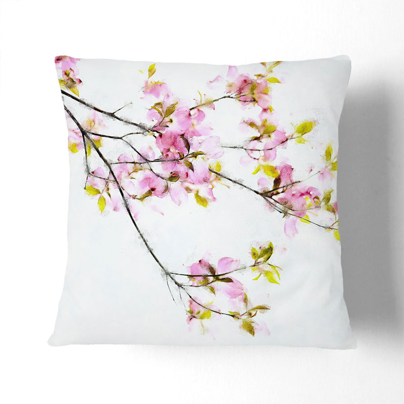 Floral Square Cushion, 40cm H x 40cm W x 15cm D, Stone