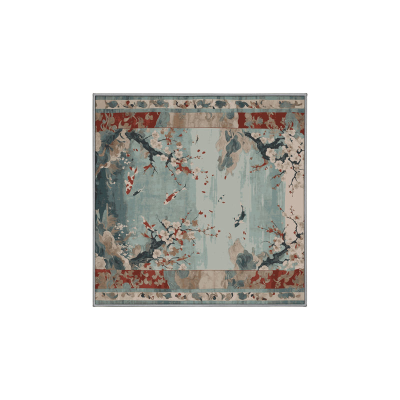 Machine Washable Gray Area Rug, Square 5'