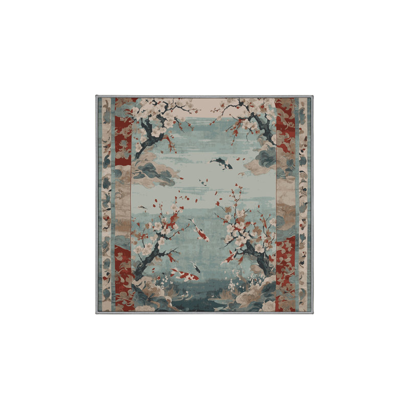 Tapis gris lavable à la machine, Carré 5 pi