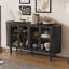 Buffet avec rangement, buffet en bois avec portes en verre et tablettes réglables pour la cuisine, la salle à manger et le salon