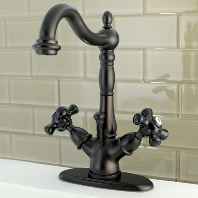 Kingston Brass Duchess Two-Handle 1-or-3 Hole Deck Mount Bathroom Faucet with Brass Pop-Up