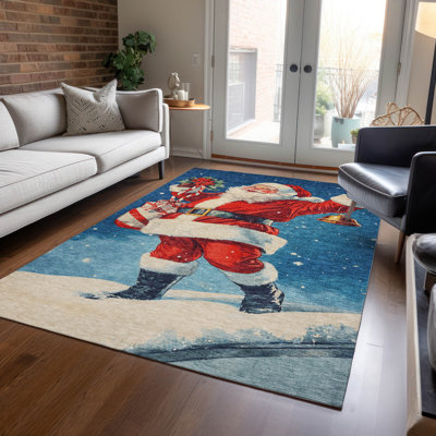 Tapis bleu père Noël Xhevrie intérieur / extérieur lavable à la machine