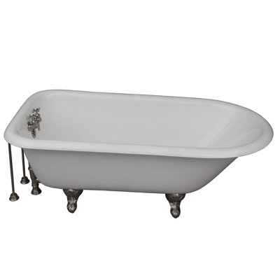 Bartlett 60.75'' x 30.5'' Freestanding Soaking Cast Iron Bathtub with Faucet