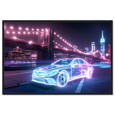 Bright Neon Car NYC Canvas Neon Art Prints by 