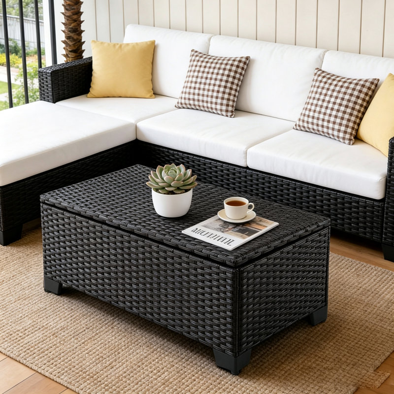Versatile Brown Wicker Storage Side Table