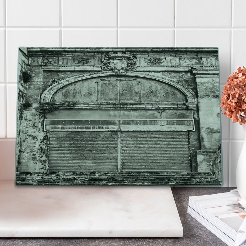 Ambesonne Rustic Cutting Board Large Size Historic Old Store Front Grey