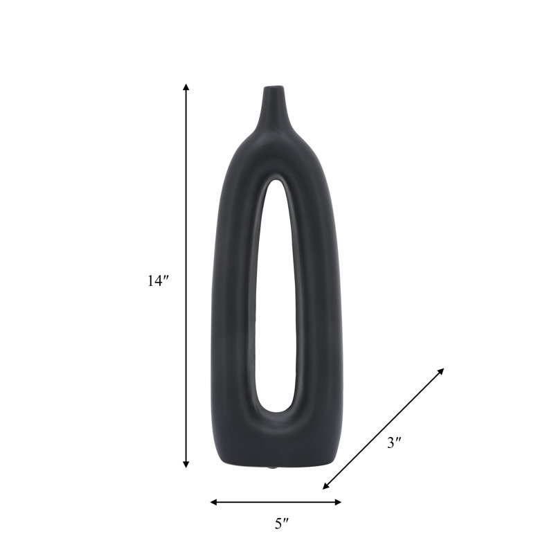 Modern Ceramic Openwork Decorative Vase - Sleek Contemporary Accent for Home Decor, Black