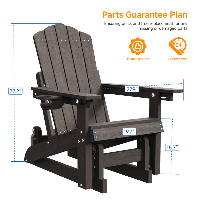 Fauteuil coulissant en PEHD Adirondack, chaise d'extérieur réglable toutes saisons à 3 positions pour la terrasse du patio, facile à assembler