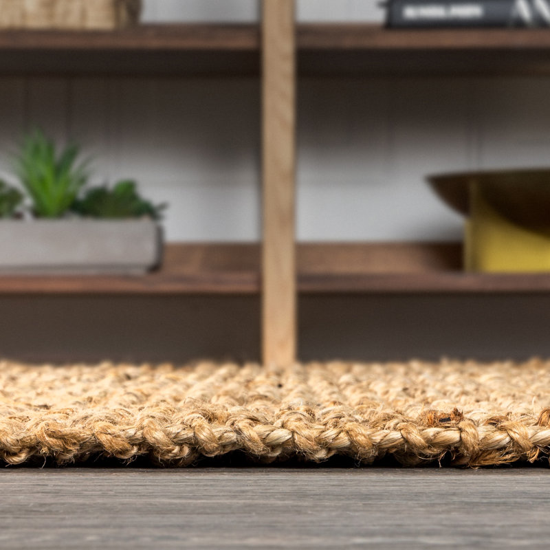 Eastmont Pata Hand Woven Chunky Jute with Fringe Natural Rug, Runner 2' x 14'