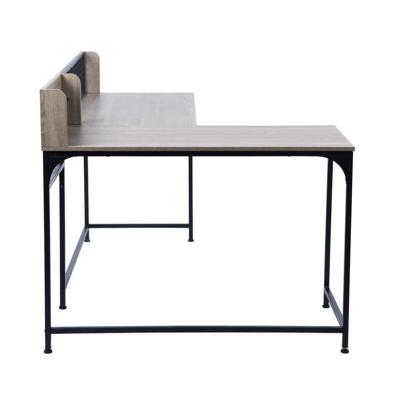 Clerkin L-Shaped Executive Desk, Black, Sonoma, Steel