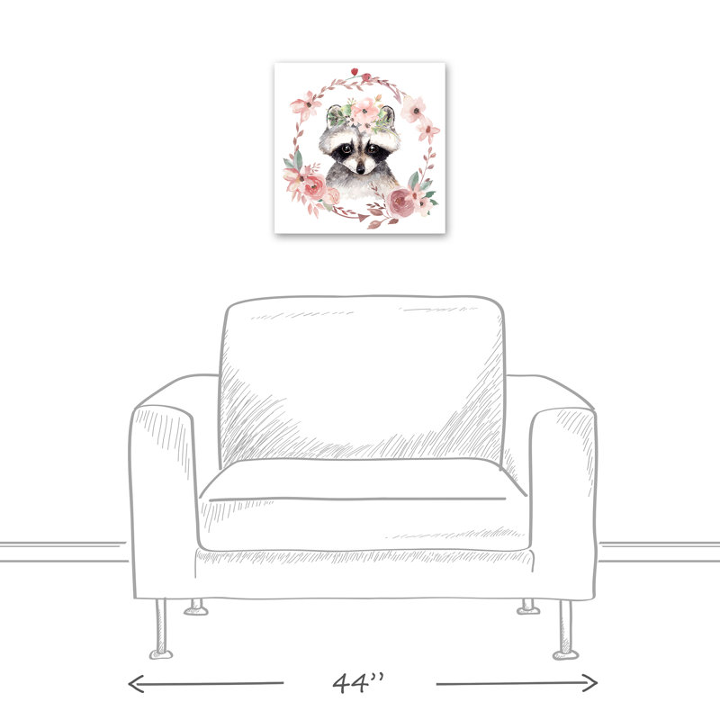« floral raton laveur », art sur toile