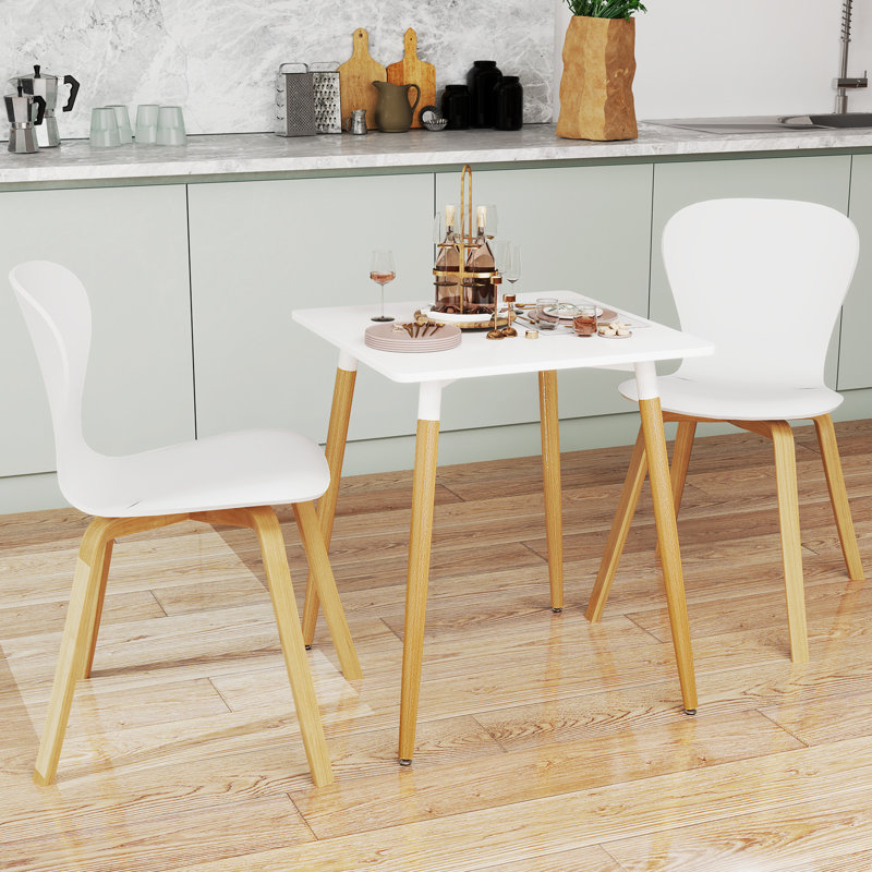 Square Dining Table Farmhouse Minimalist Dinner Table w/ Sturdy Metal Legs