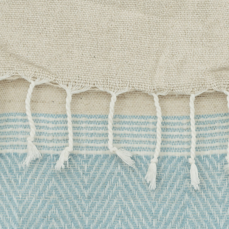 Jeté en coton, Aqua / brun