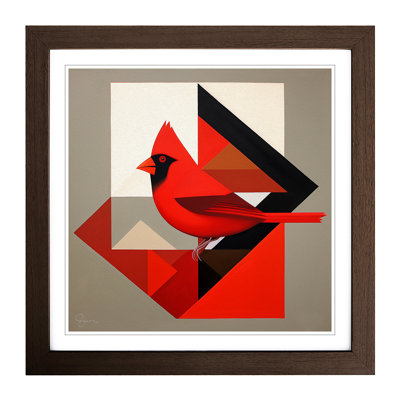 Cardinal Bird Suprematism No.4 - Framed Print