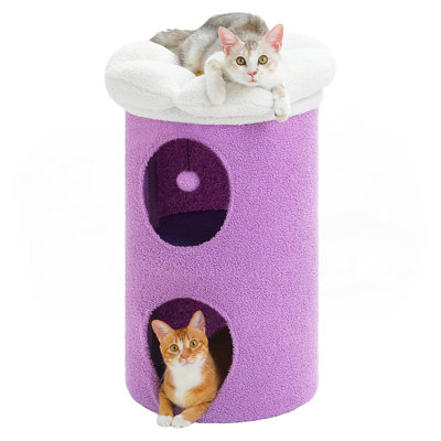 2-Level Cat Beds For Indoor Cats, Cat Tree House With Removable Flower Bed, Cute Cats Hideaway, Indoor Cat Tree Condo, 19.7X15.7X28.7 Inches
