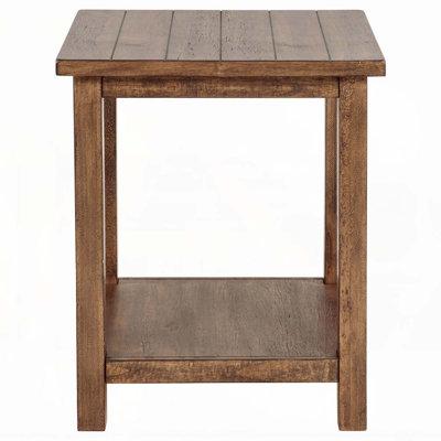 Table de bout en bois brun vieilli avec tablette Castleton