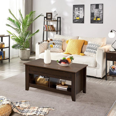 Lift Top Coffee Table With Hidden Storage, 41In Living Room Center Table, Grey, Adjustable Height, Durable MDF Construction -  Latitude Run®, F71ED8068D934D90B124020748E2A566