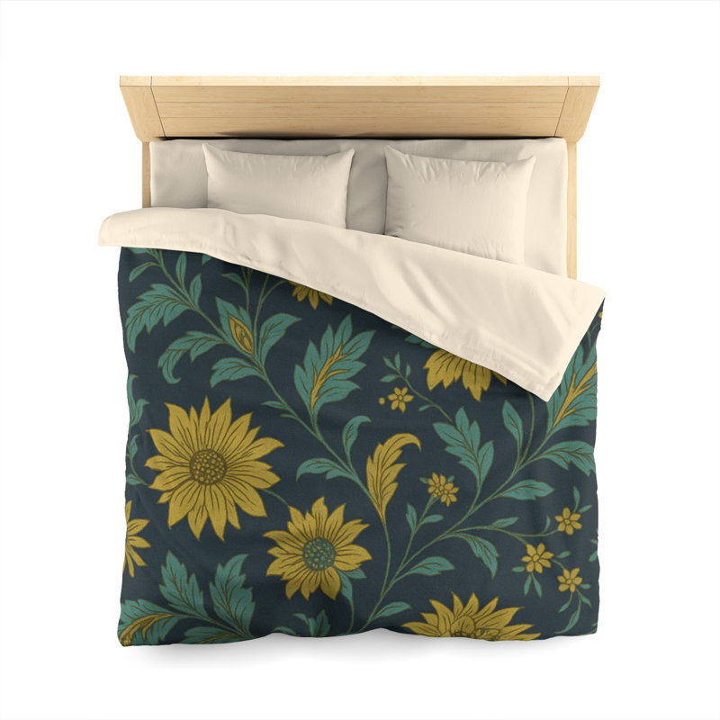Microfiber Duvet Cover Boho Style, Design 60, Queen Duvet Cover, Cream