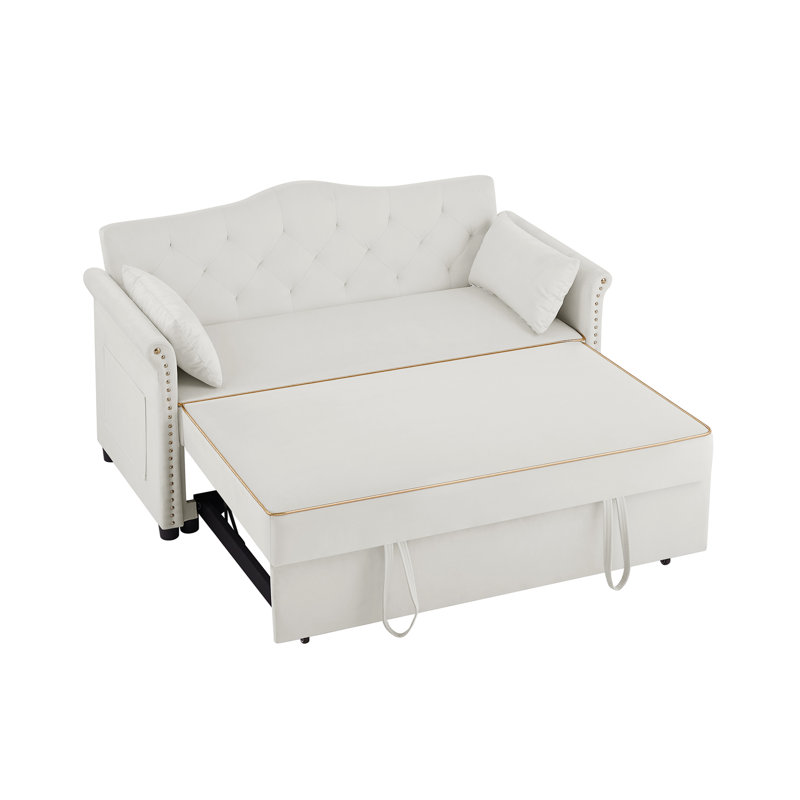 Canapé-lit en velours, Beige