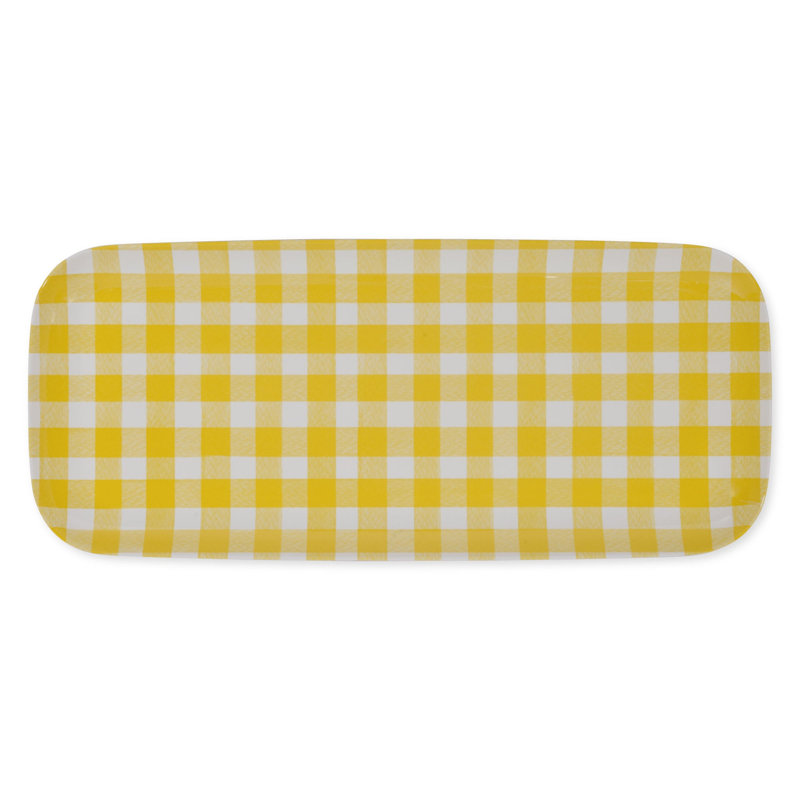 2-Piece Gingham 15" Tray, Yellow