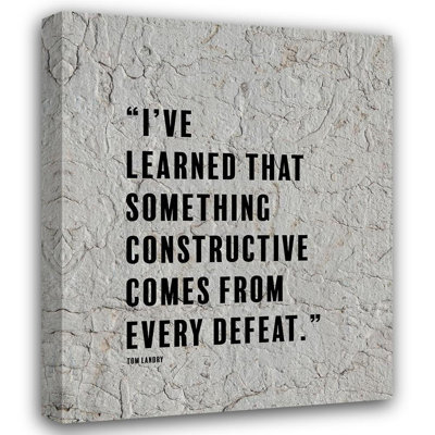 Art sur toile tendue Trinx ArtsyQuotes, Tom Landry, citation: Chaque défaite