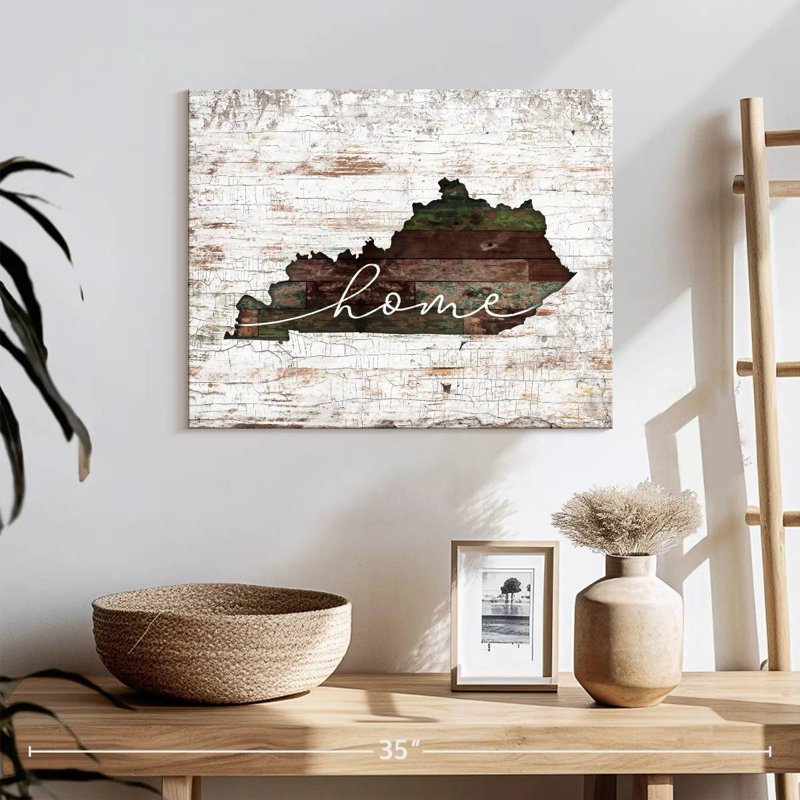 Kentucky Home Map sur impression sur toile, H 16 po x l 20 po x P 1,25 po