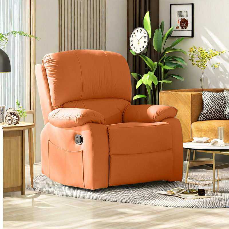 Telena Faux Leather Swivel Recliner, Ivory