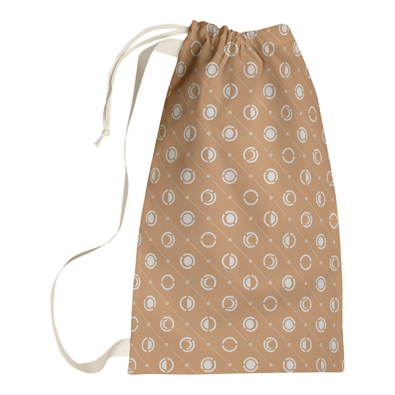 Skeffingt Fabric Laundry Bag with Handles, 29" H x 18" W x 1.5" D, Orange/White