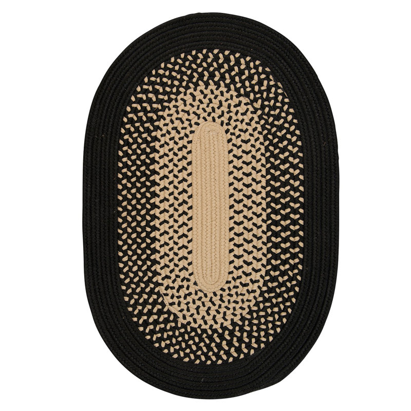 Tapis tressé noir / cubain Calden, Ovale 20 po x 30 po