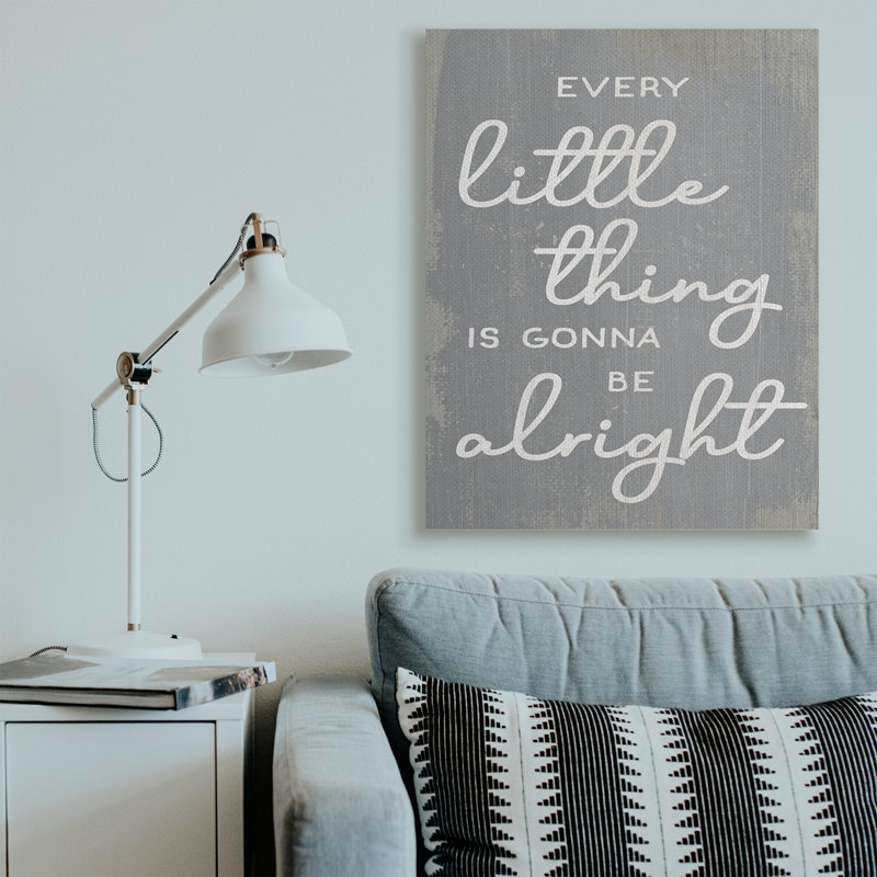 «Every Little Thing» Positivité phrase gris rustique blanc, Toile tendue, H 48 po x l 36 po