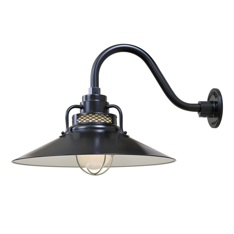 Luminaire suspendu conique à 1 lumière Eliseo, H 10 po x l 18 po x P 18 po, Noir satiné