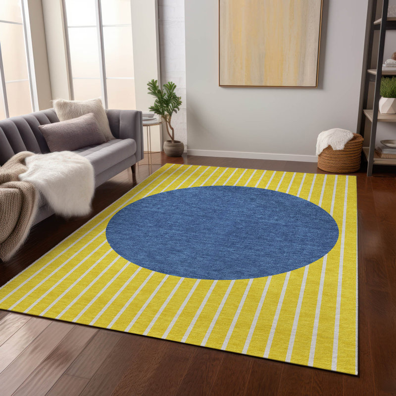 Tapis intérieur / extérieur jaune Ember , 9 pi x 12 pi