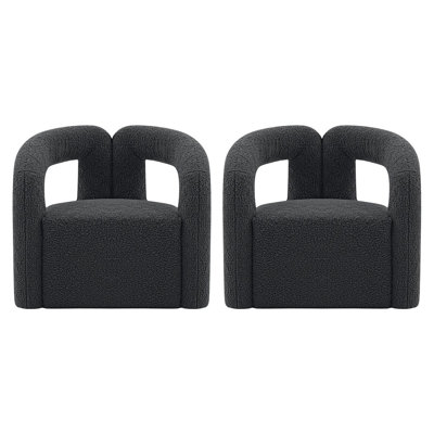 Fauteuil demi-tonneau noir Darian