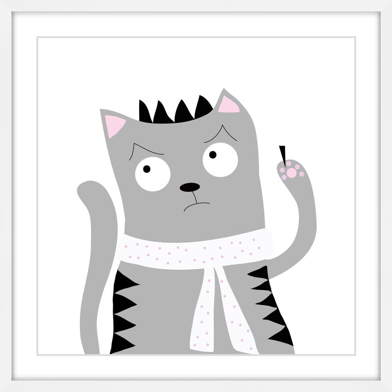 'Angry Kitty' by Katarina Snygg Framed Print, 12" H x 12" W x 1.5" D