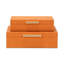 RebekaSet de 2 boîtes de rangement rectangulaires emboîtables, finition embossée moderne - faux chagrin orange-2034185386