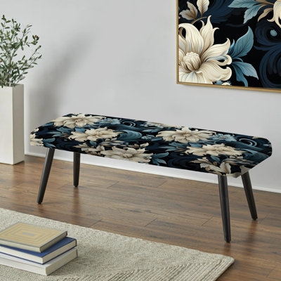 Banc rembourré floral noir Truong