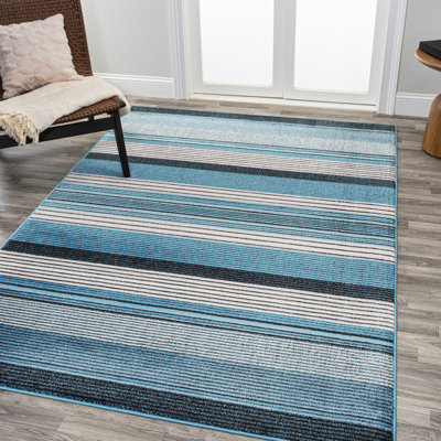 Angeal Gradient Ticking Striped Blue/Navy Rug