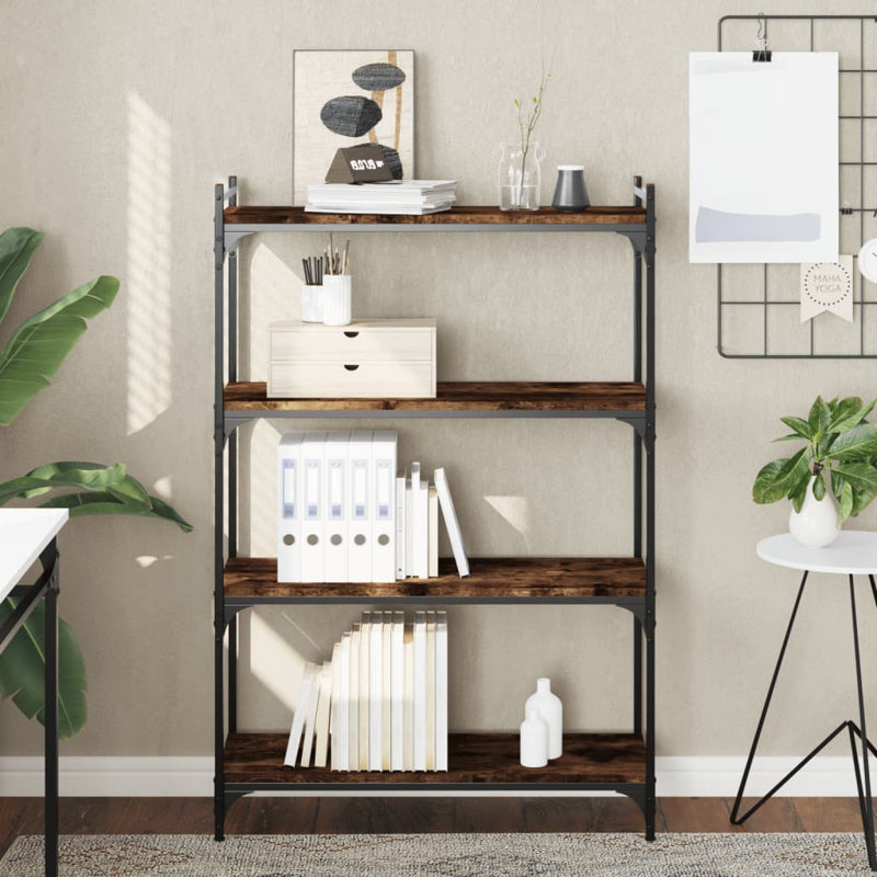 Tymarius Bookcase, (4 Shelves) 47" H x 32" W x 12" D, Smoked Oak