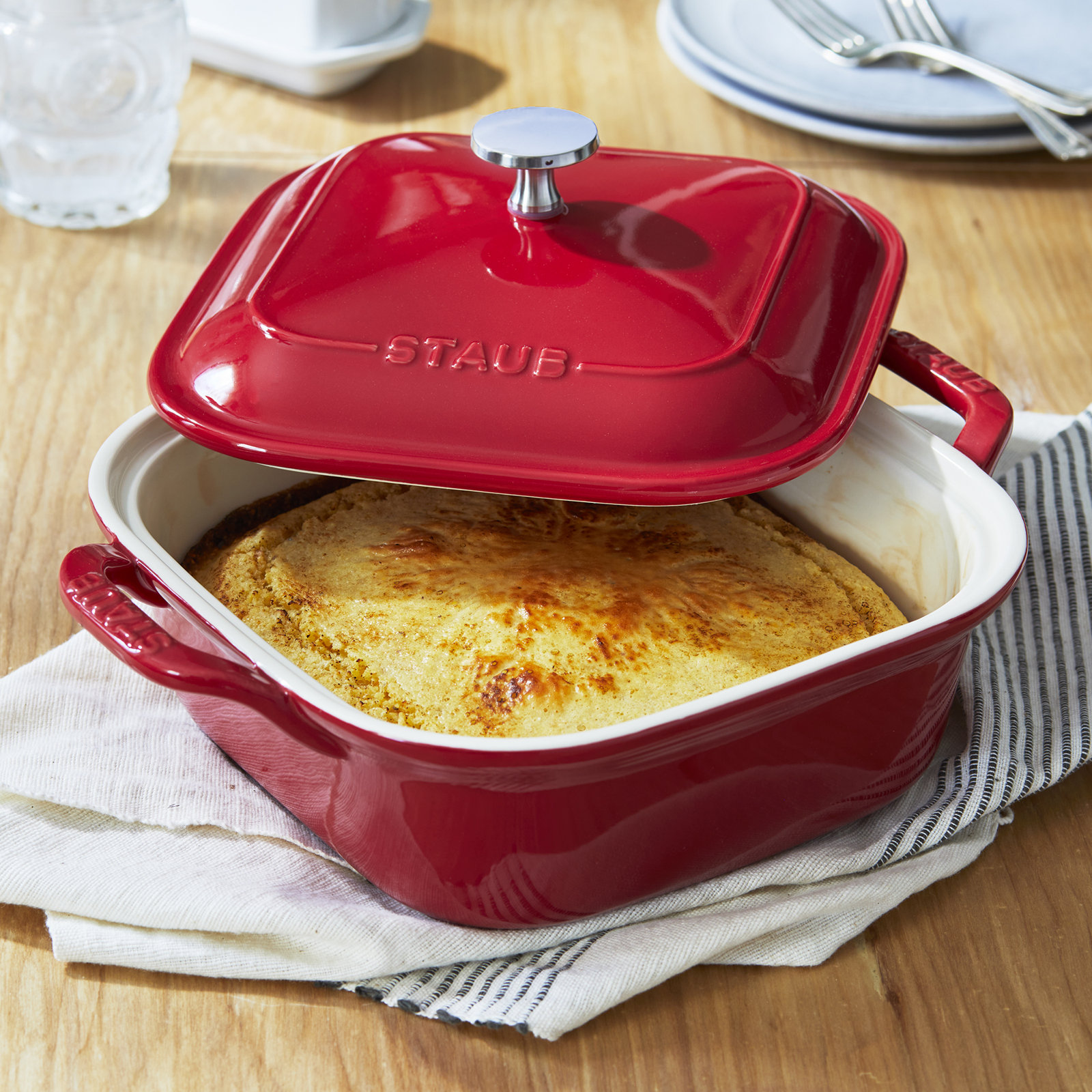 Staub 9" Square Covered Casserole, Cherry