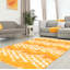 Tapis orange / beige / blanc en laine à motif géométrique fait à la main Limella