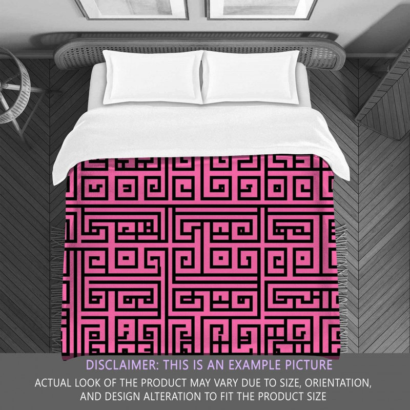 Machine Printed Comforter, Black/Pink Geometric, Twin Extra Long Comforter