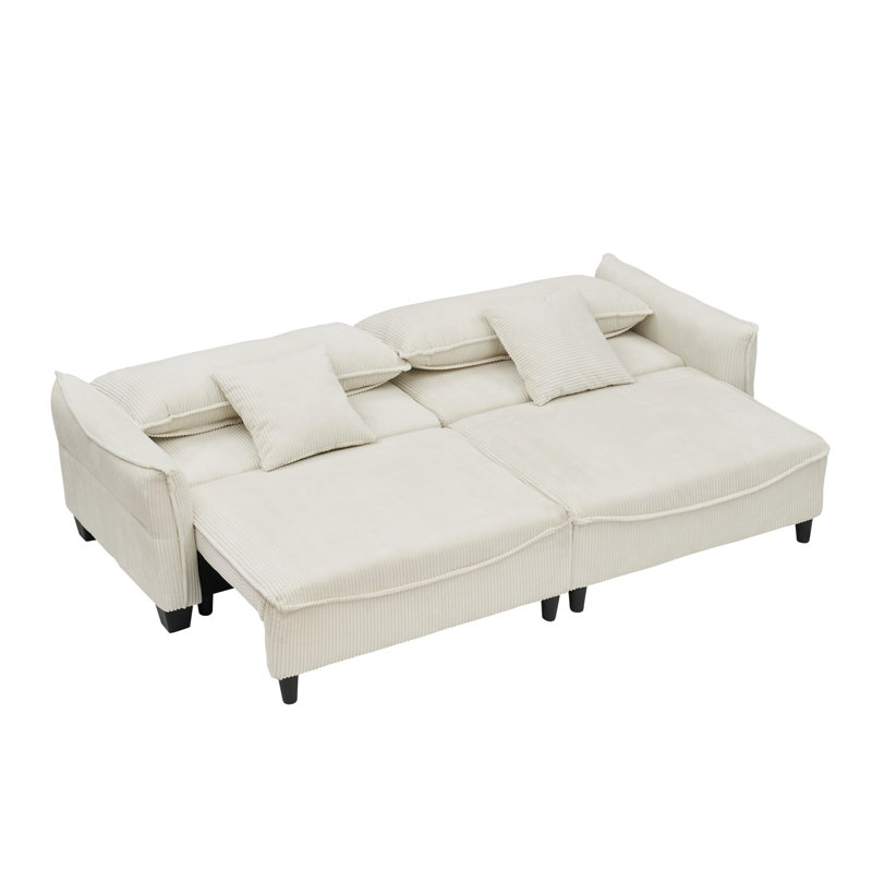 Canapé Trinety, Velours côtelé beige