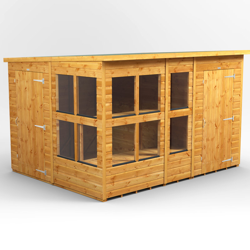 Powersheds 10 x 8ft Timber Tongue & Groove Pent Potting Shed Combi (includes 4ft Side Store)