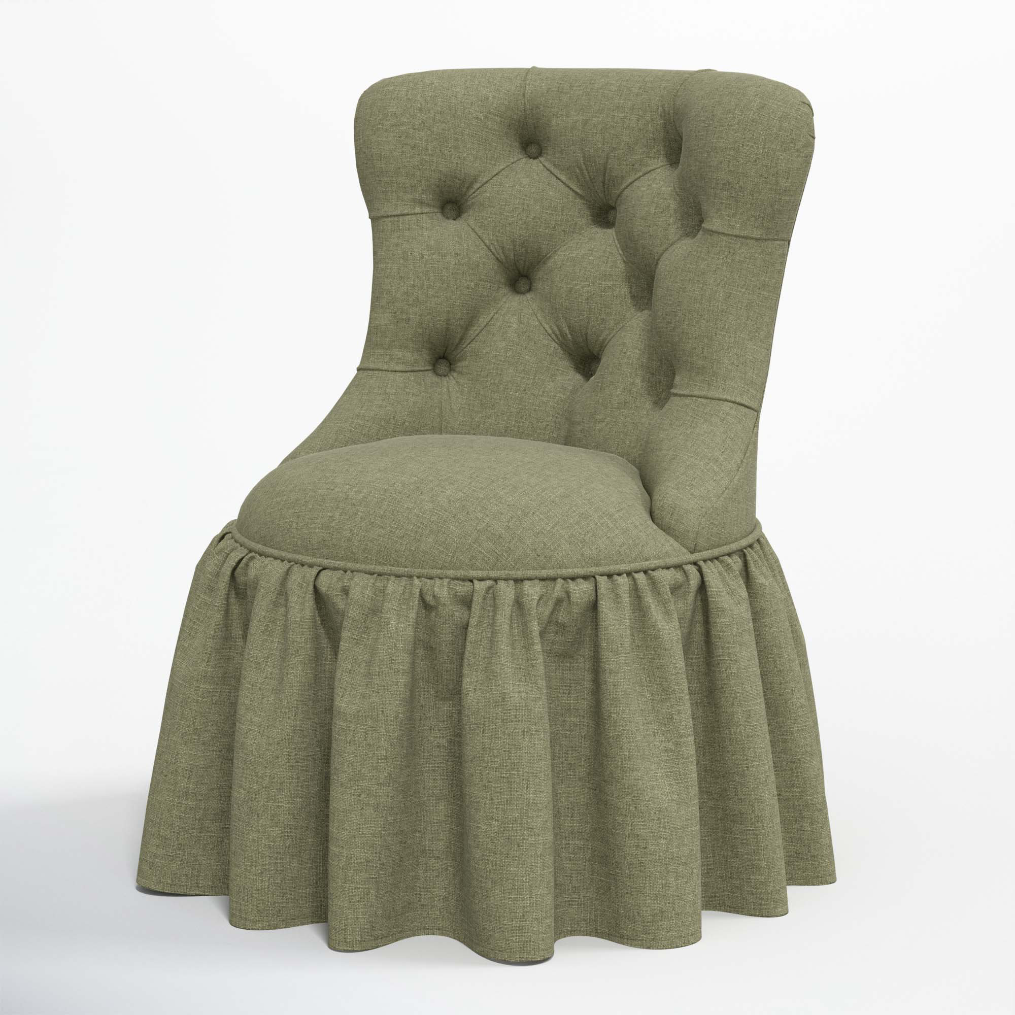 Minnie Upholstered Side Chair, Zuma Laurel Textured Linen