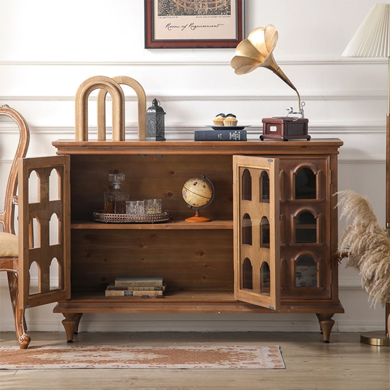 Modern Black Solid Wood Sideboard