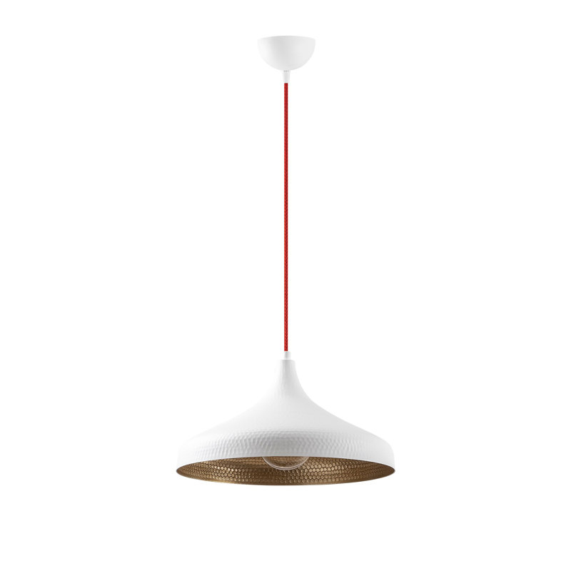 Lustre de style scandinave, structure en métal blanc et rouge, 14,2 po x 14,2 po x 46,5 po | Hauteur réglable, douille E27 de 40 W maximum | Conception élégante pour les salles à manger et les espaces de vie modernes, IP20, luminaire parfait