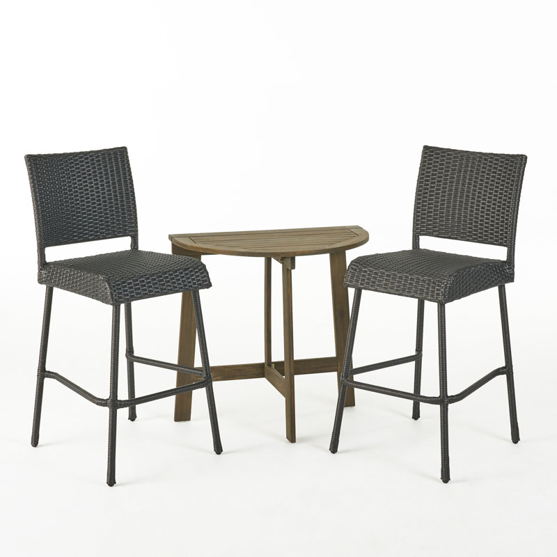 Forbus 2 - Person Acacia Wicker Patio Dining Set