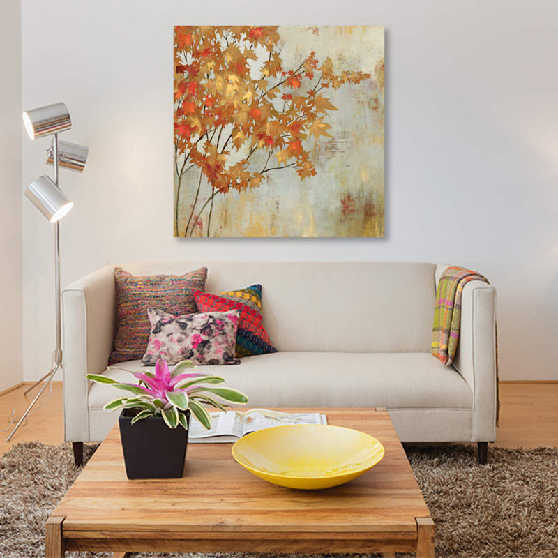 « golden feuillage », impression sur toile, H 26 po x l 26 po x p 1,5 po, Toile tendue, Pas de tapis