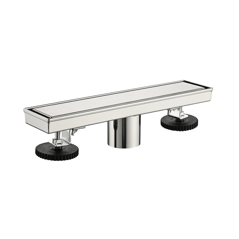 12 Inches Linear Shower Drain, Included Hair Strainer And Leveling Feet, Brushed Nickel