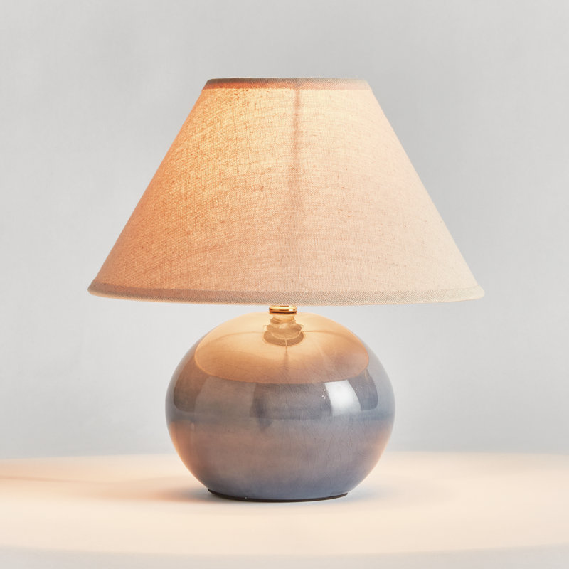 Oscar Standard Table Lamp, Blue, 11" H x 10" W x 10" D, Cream